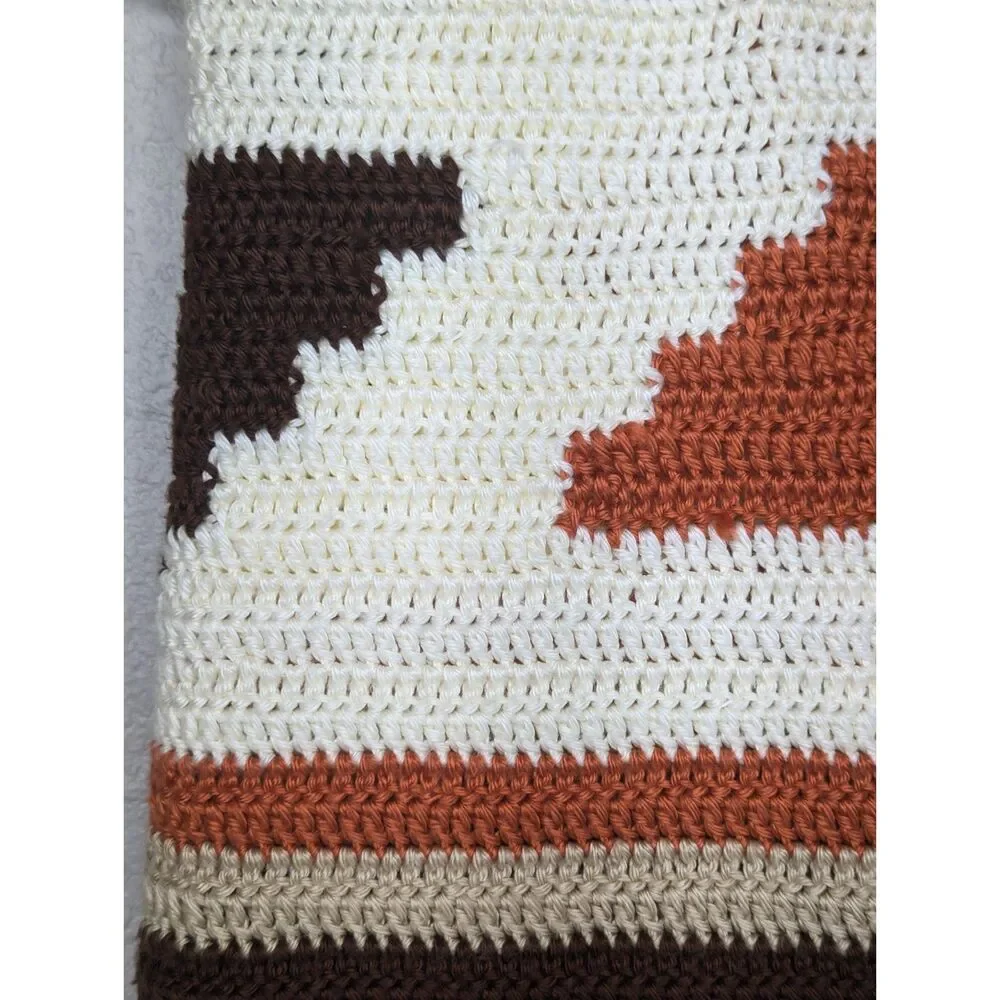 Vintage Navajo Inspired Modern Southwest Throw Blanket Handmade Earth Tones Boho